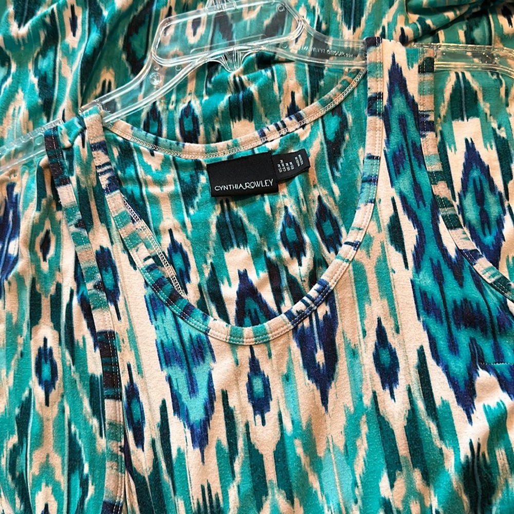🌟2/$10🌟Cynthia Rowley Racerback Tank Abstract Ikat Pattern Maxi Dress